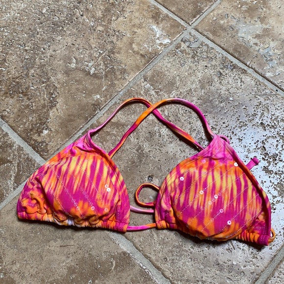 Mudd Other - ✨HP✨ Pink and Orange Sequin Bikini Top